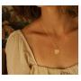 WEARON Coin Necklace for Women Girls 14k Gold Plated Dainty Round Medallion Pendant Necklace Jewelry Gifts
