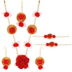 Efulgenz Indian Flower Gota Patti Jewelry Set for Haldi Mehandi Baby Shower Wedding Women Girls