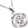 ALOV Jewelry Sterling Silver Grandma and Grandson Love Heart Cubic Zirconia Pendant Necklace ALOV Jewelry Sterling Silver Grandma and Grandson Love Heart Cubic Zirconia Pendant Necklace