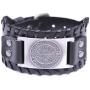fishhook Norse Viking Vegvisir Compass 24 Amulet Runes Bangle Leather Bracelet
