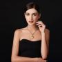 U7 Fashion Big Flower Charm Necklace Rhinestone Crystal 18K Gold Plated Chain & Big Sun Flower Pendant for Women Men