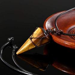 MANIFO Mens Healing Crystal Stone Necklace Natural Gemstone Faceted Point Pendant Necklace Jewelry