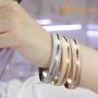 555Jewelry Womens Stainless Steel Two Tone Glitter Swirl Fashion Bangle Bracelet