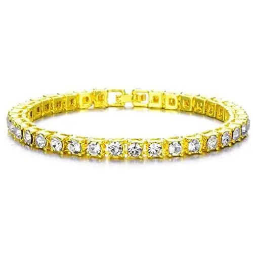 Bling Iced Out Bracelet for Men Hip Hop Diamond Tennis Bracelets in Silver Gold Plated 7 8 9 Inches Bling Iced Out Bracelet for Men Hip Hop Diamond Tennis Bracelets in Silver Gold Plated 7 8 9 Inches