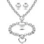 LOYALLOOK 3Sets Heart Pendant Necklace Toggle Chain Heart Bracelet Heart Stud Earrings for Women Stainless Steel Charm Love Heart Jewelry Set