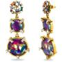 CATHERINE MALANDRINO Yellow Gold-Tone Statement Baguette Rhinestone Rainbow Acrylic Drop Earrings for Women