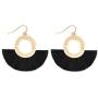 Bohemian Fan Fringe Thread Tassel Drop Earrings - Statement Half Circle, Clover Leatherette, Flower, Quatrefoil Chandelier Dangles