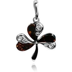 Ian and Valeri Co. Cherry Amber Sterling Silver Clover Pendant