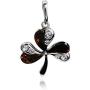 Ian and Valeri Co. Cherry Amber Sterling Silver Clover Pendant