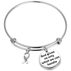 WUSUANED Cancer Awareness Ribbon Bracelet God Gives Us What We Can Handle Inspirational Jewelry Gift