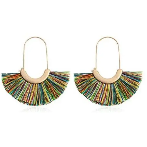 Bohemian Lightweight Silky Thread Tassel Statement Drop Earrings - Chandelier Duster, Sparkly Druzy Jewel Stone Tiered Layered Fringe Dangles Bohemian Lightweight Silky Thread Tassel Statement Drop Earrings - Chandelier Duster, Sparkly Druzy Jewel Stone Tiered Layered Fringe Dangles