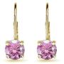 Yellow Gold Flashed Sterling Silver 6mm Round-cut Leverback Earrings Made with Swarovski Crystals