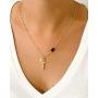 Religious Necklace for Women 18K Gold Plated Chain Cross & Miraculous Pendant Genuine Azabache Protection Jewelry