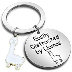G-Ahora Llamas Keychain Easily Distracted by Llamas Alpaca Jewelry Gift for Llamas Lovers(by Llamas KR)