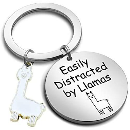 G-Ahora Llamas Keychain Easily Distracted by Llamas Alpaca Jewelry Gift for Llamas Lovers(by Llamas KR)