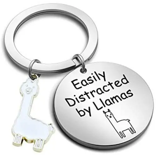 G-Ahora Llamas Keychain Easily Distracted by Llamas Alpaca Jewelry Gift for Llamas Lovers(by Llamas KR)