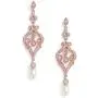 Mariell Vintage Cubic Zirconia and Rose Gold Bridal Earrings with Genuine Freshwater Pearl Drops