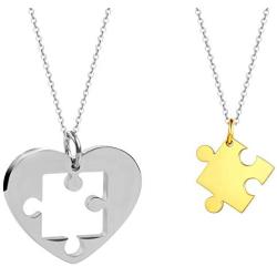 Ckysee Couples Necklace,Heart Puzzle Matching Necklace, Jewelry Pendant Gift for Men Women/Friendship/Mother Daugther