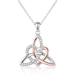 Celtic Trinity Knot Necklace Irish Jewelry Triquetra Trinity Vintage Heart Pendant Necklace Earrings for Women Girl Mother Daughter Gift