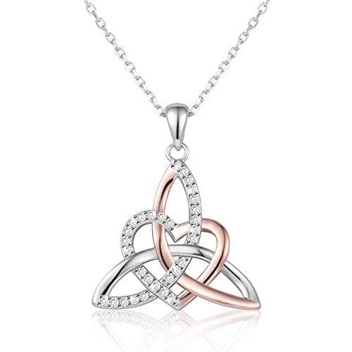 Celtic Trinity Knot Necklace Irish Jewelry Triquetra Trinity Vintage Heart Pendant Necklace Earrings for Women Girl Mother Daughter Gift