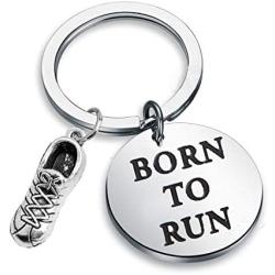 SEIRAA Runners Gift Marathon Jewelry Born to Run Keychain Running Keychain with Running Shoes Charm