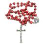 Zuluf Red Rose Scented Wood Rosary Beads Christian Catholic Holy Rosary Beads Cross Necklace | Rose Smell Rosary Petal Red Rare Carved Beads & Silver Plated Cross from Jerusalem Holy Land | ZROS009
