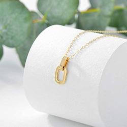 14K Solid Gold Pendant Necklace, Simple Geometric Real Yellow Gold Chain Jewelry Gifts for Women/Wife/Girlfriend, 16+2 Inch