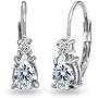 Sterling Silver Dainty Teardrop Huggie Leverback Earrings Made with AAA Cubic Zirconia