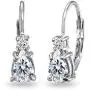 Sterling Silver Dainty Teardrop Huggie Leverback Earrings Made with AAA Cubic Zirconia