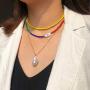 YBMYCM Rainbow Bead Necklace - Boho Tiny Beaded Choker Necklace Jewelry Gifts for Women