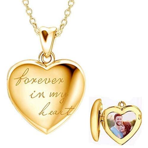 925 Sterling Silver Heart Locket Necklace That Holds Pictures Photo Forever In My Heart Locket Necklace Picture Locket Necklace for Women Girls