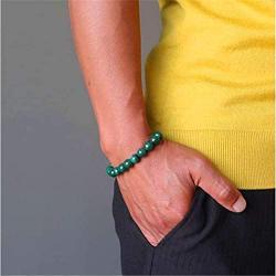 SIMECO JEWELRY Malachite Crystal Green Beads Bracelet The Anti-Anxiety Bracelet Adjustable Elasticity Brings Luck Wealth Handmade Bracelet 7.5 inch (8 mm Bead)