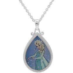 Disney Frozen Silver Plated Teardrop Pendant, 18'' Chain