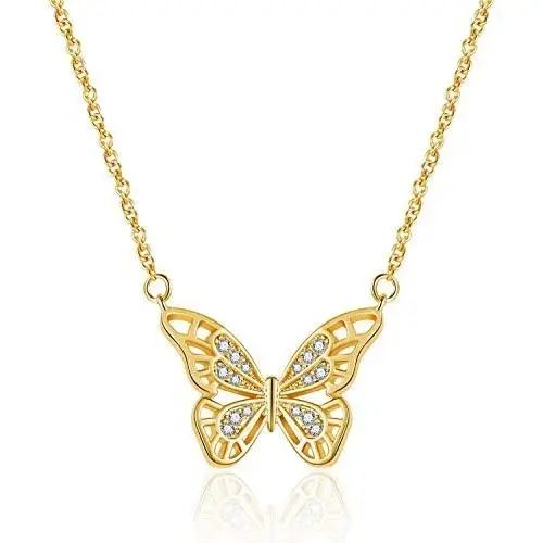 Ascona Dainty Butterfly Necklace 18K Gold/Silver/Rose Gold Plated Cubic Zirconia Butterfly Pendant Chain Necklaces for Women Grils Ascona Dainty Butterfly Necklace 18K Gold/Silver/Rose Gold Plated Cubic Zirconia Butterfly Pendant Chain Necklaces for Women Grils