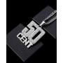 Sliver Necklace with 50 Cent Pendant for Men,Stainless Steel Rhinestone Jewelry,Rapper Chains Iced Out Pendants with 28 Inches