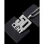 Sliver Necklace with 50 Cent Pendant for Men,Stainless Steel Rhinestone Jewelry,Rapper Chains Iced Out Pendants with 28 Inches