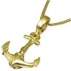 VANAXIN Nautical Anchor Necklace Pendants Pirate Navy Anchor Necklaces 24 inch Gold Chain Hip Hop Jewelry(JNR11131)