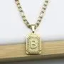 Joycuff Initial Necklaces for Women Men Square Letter Pendant Personalized Handmade 26 Alphabets from A-Z Simple Unique 18K Gold Plated Stainless Steel Jewelry