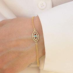 Yoosteel Layered Gold Bracelets for Women, 14K Gold Filled Layering Oval Chain Bracelet Handmade Turquoise Evil Eye Pearl Bar Circle Lotus Gold Layered Chain Bracelets for Women Boho Jewelry Gifts