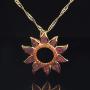 CiNily Created Orange Fire Opal Orange Garnet Rhodium Plated Women Jewelry Gemstone Pendant Necklace 1 1/4''