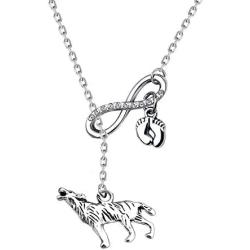 KEYCHIN Charm Little Wolf Necklace Mama Wolf Jewellery Animal Wolf Necklace Gifts for Women Girls Mothers Day Gift for Her