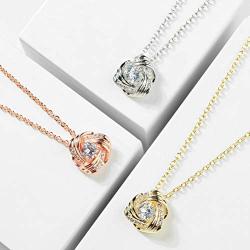 DHQH Bridesmaids Necklace GiftsCubic Zirconia Knot Pendant Bridesmaid Necklace for Women I Couldn’t Tie a Knot Without You Wedding Proposal Necklaces Jewelry(Rose Gold/Silver)