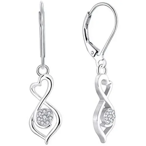 YL Dangle Drop Infinity Earrings 925 Sterling Silver Leverback Earrings 18K White Gold Jewelry for Women YL Dangle Drop Infinity Earrings 925 Sterling Silver Leverback Earrings 18K White Gold Jewelry for Women