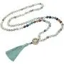Nupuyai 108 Mala Prayer Beads Necklace for Women Men, 7 Chakra Crystal Stone Long Wrap Necklace with Tassel OM Charm Yoga Meditation Reiki Quartz Jewelry