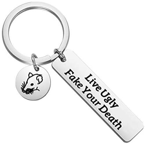 Zuo Bao Possum Lover Gift Opossum Lover Keychain Live Ugly Fake Your Death Jewelry Funny Animal Keyring for Family Friend