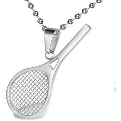 AILUOR Stainless Steel Tennis Racket Shape Pendant Necklace Smashing Racquet and Ball Simple Sport Charm Tennis Pendant Perfect for Him or Her