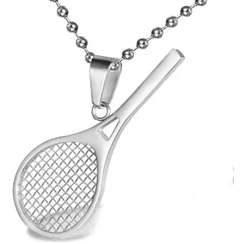 AILUOR Stainless Steel Tennis Racket Shape Pendant Necklace Smashing Racquet and Ball Simple Sport Charm Tennis Pendant Perfect for Him or Her AILUOR Stainless Steel Tennis Racket Shape Pendant Necklace Smashing Racquet and Ball Simple Sport Charm Tennis Pendant Perfect for Him or Her