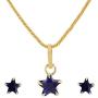 Efulgenz 14K Gold Plated Blue Star Cubic Zirconia Pendant Necklace and Earrings Jewelry Set for Women Girls Brides Bridesmaids