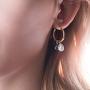 MOLAH 925 Silver Multi-use Hoop Sade Earrings 7-7.5mm Cultured Freshwater Drop White and Black Peacock Pearl 4-in-1 Yellow Gold Plated