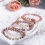 TOMAY 2021 New Natural Stone Semi Precious 0.3inch Valentines Day Gift Gorgeous Pink Healing Crystal Bracelet for Women Healing Stretch Beaded Adjustable Macrame Cure Yoga Girls